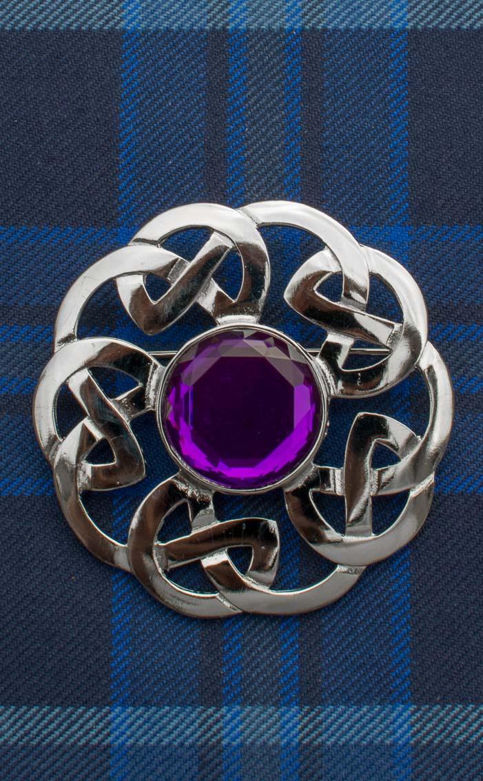 clan Celtic Interlace Plaid Brooch