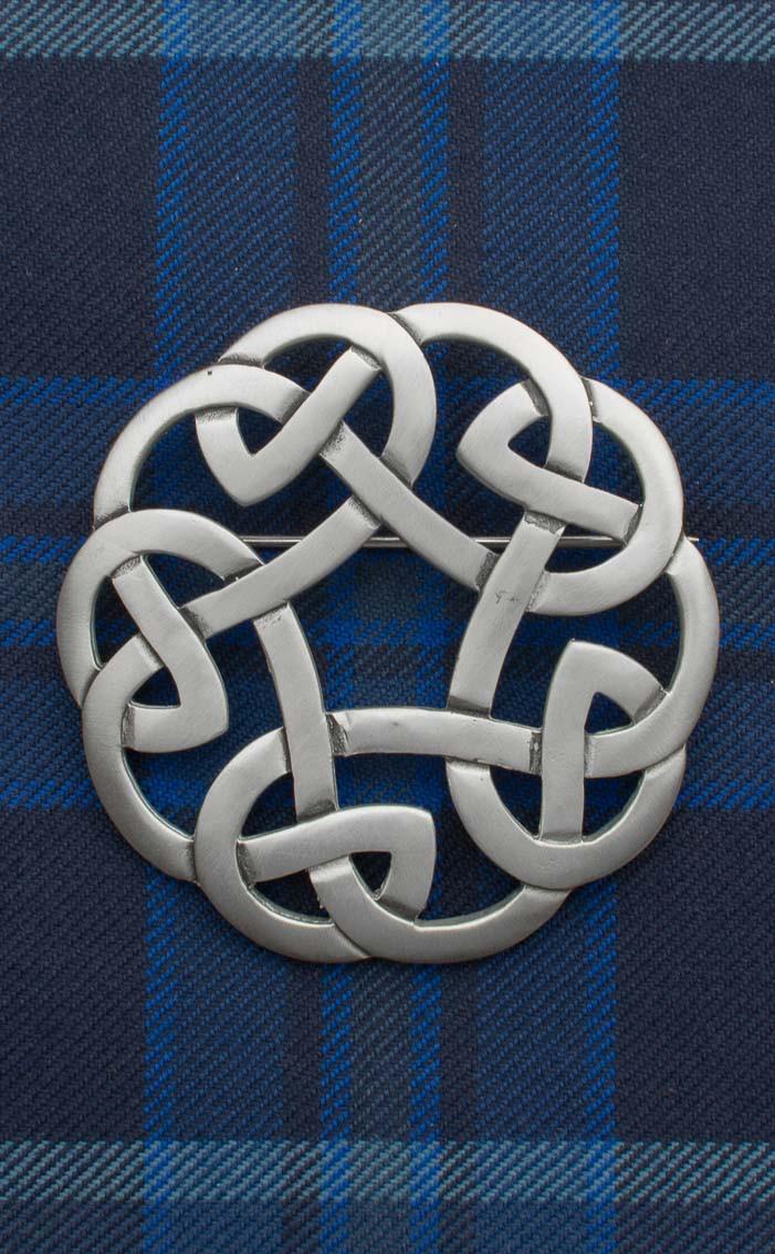Clan Celtic Interlaced Plaid Brooch