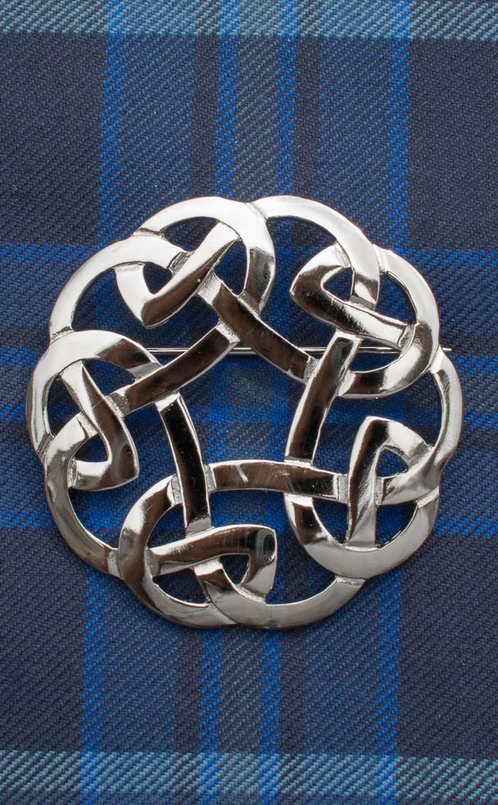 clan Celtic Interlaced Plaid Brooch