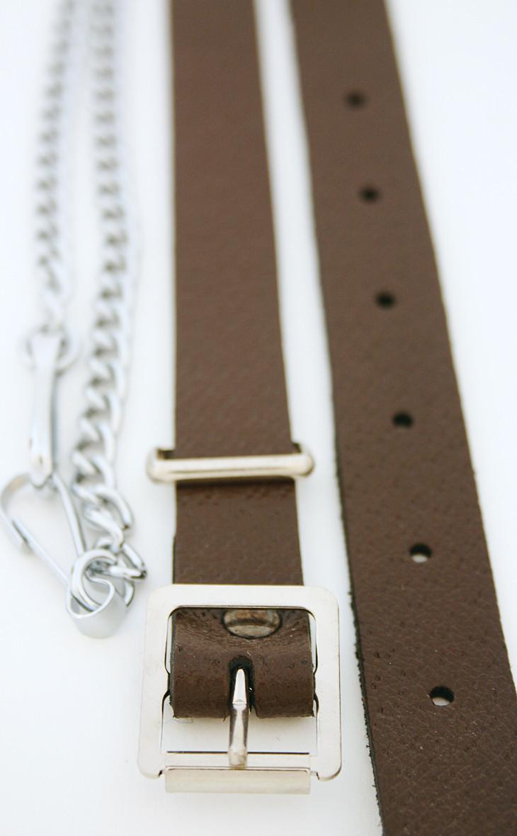 clan Chrome Brown Leather Chain Strap