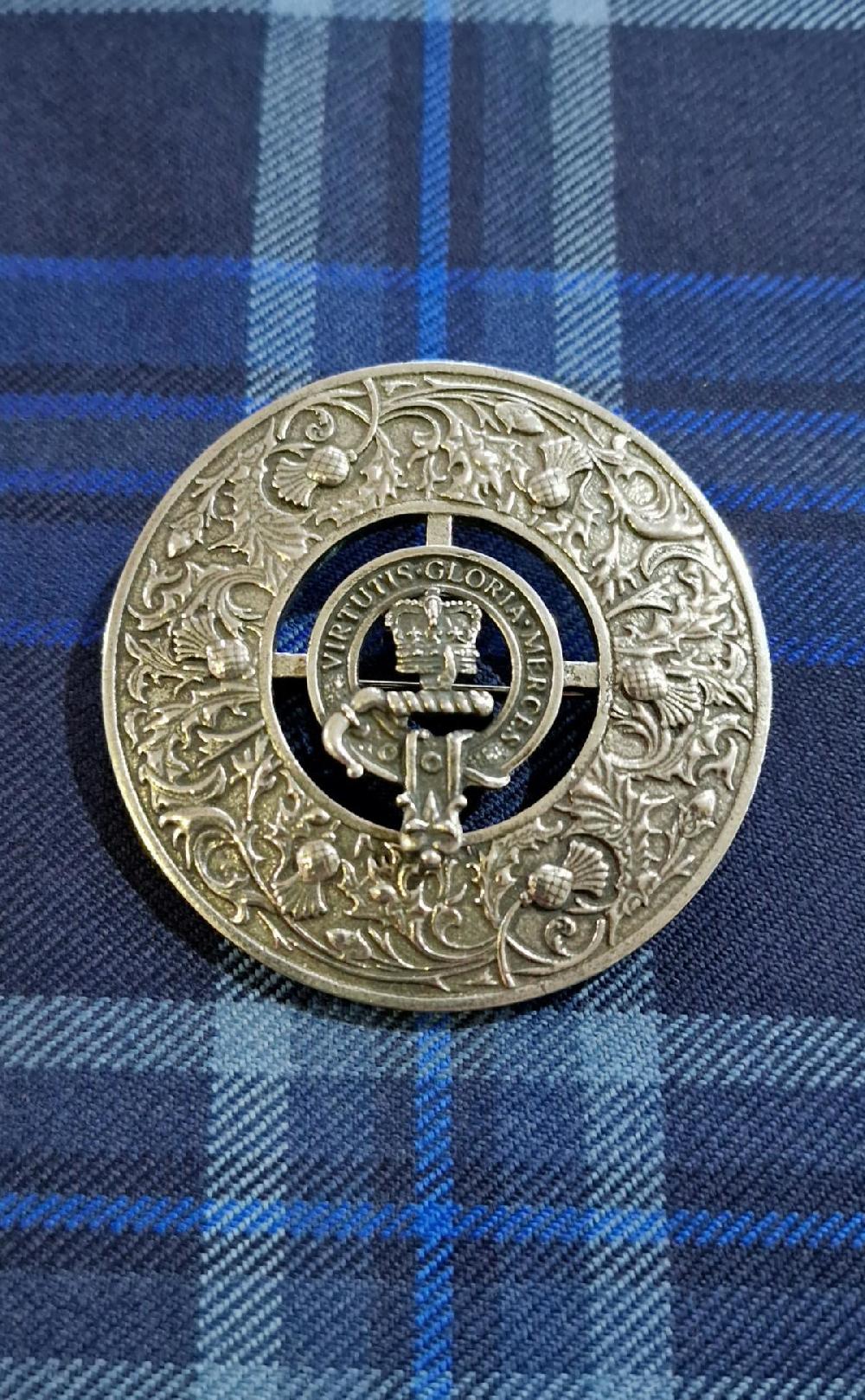 Clan Clan Crest Thistle Plaid Brooch ‑ Small