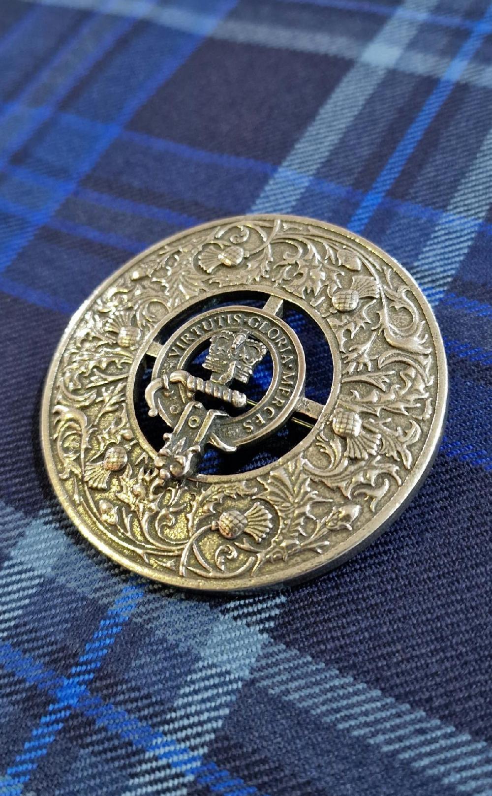 clan Clan Crest Thistle Plaid Brooch ‑ Small