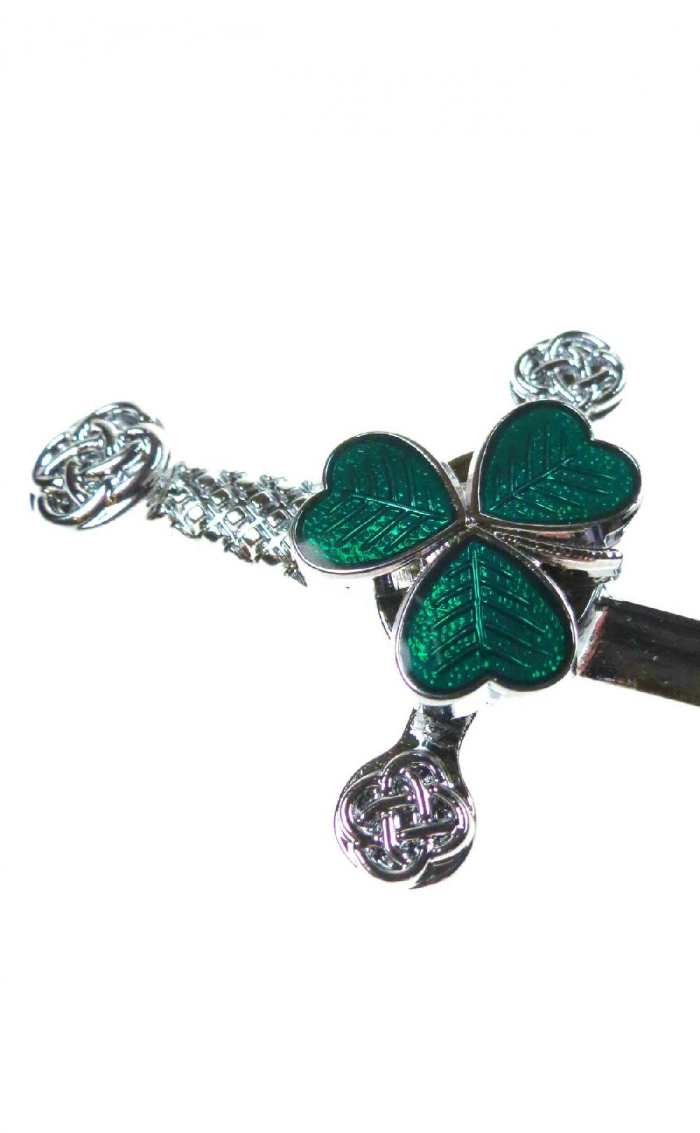 Clan Green Shamrock Sword Kilt Pin