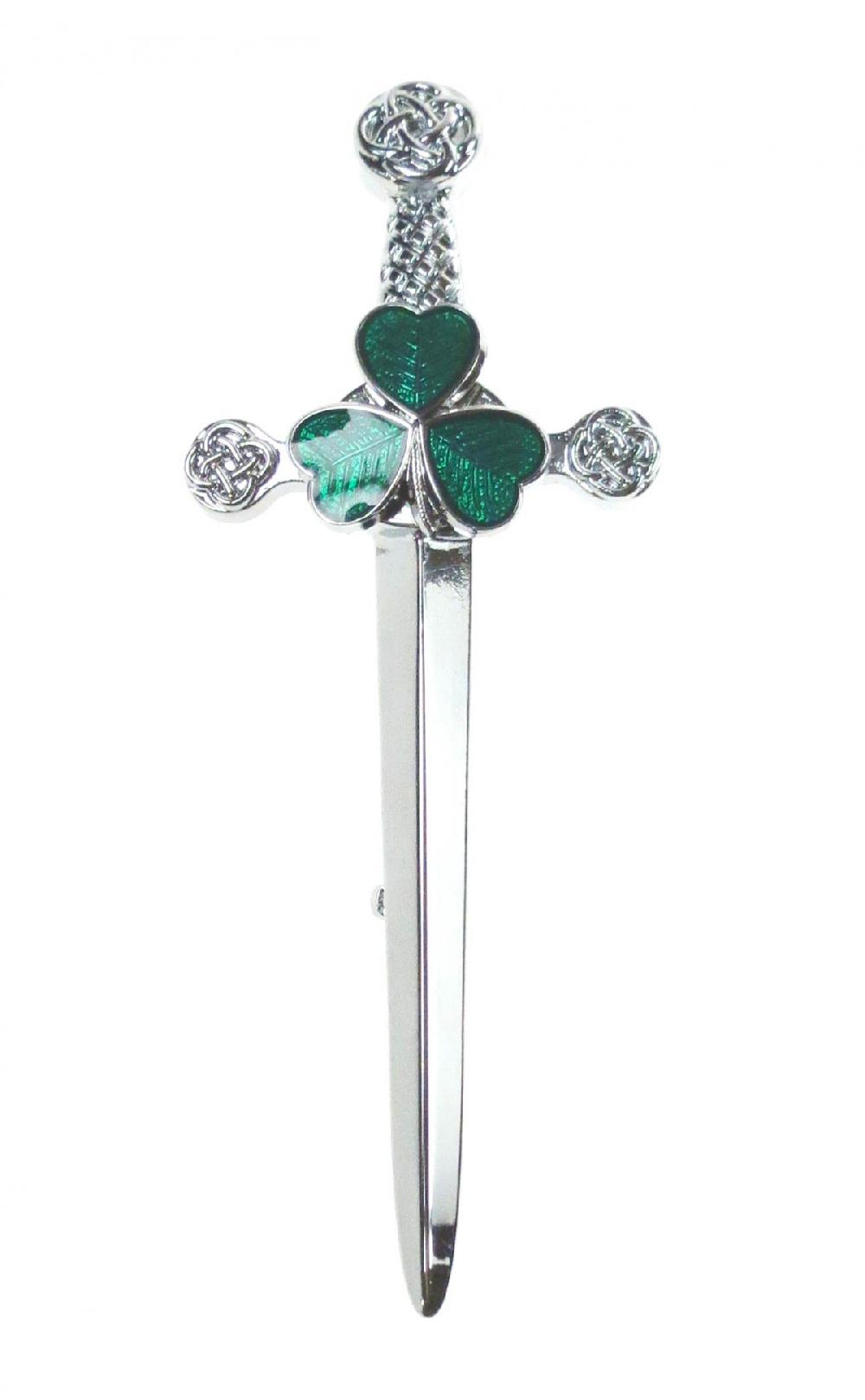 clan Green Shamrock Sword Kilt Pin
