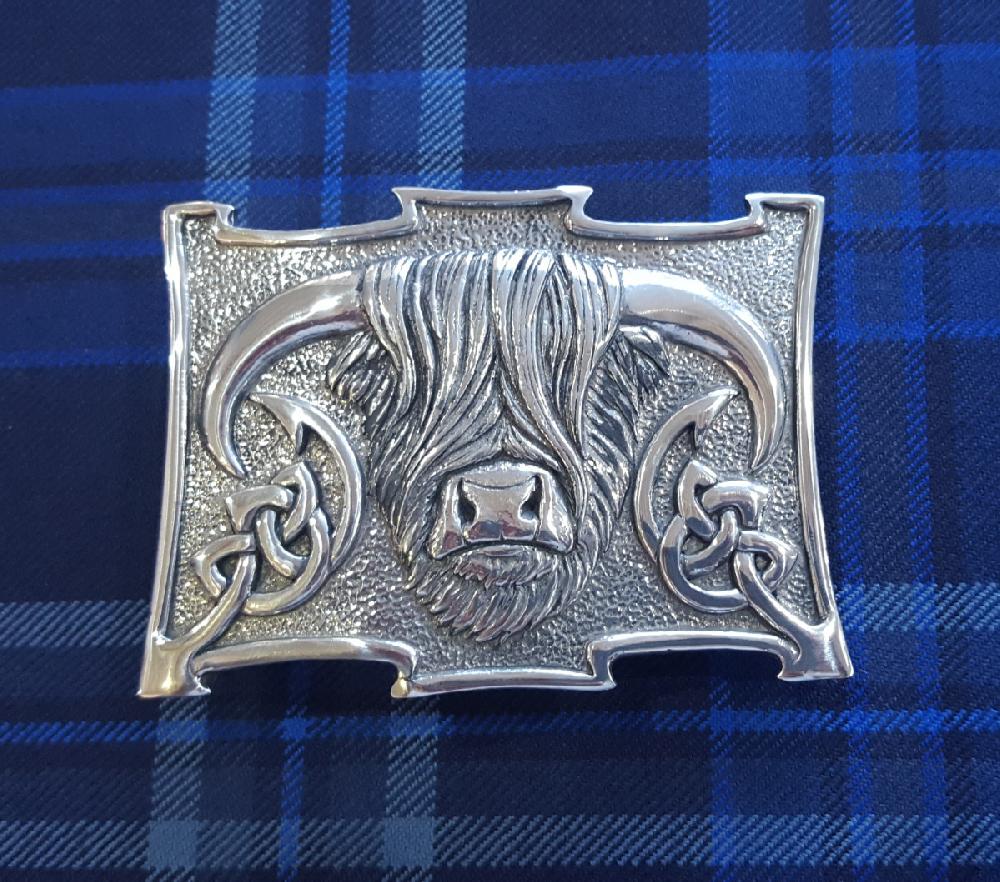 clan Highland Cow Kilt Belt Buckle