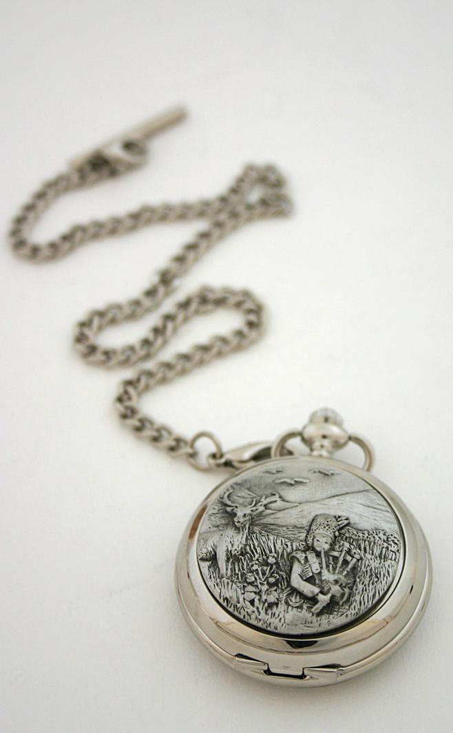 clan Highland Piper Pocket Watch