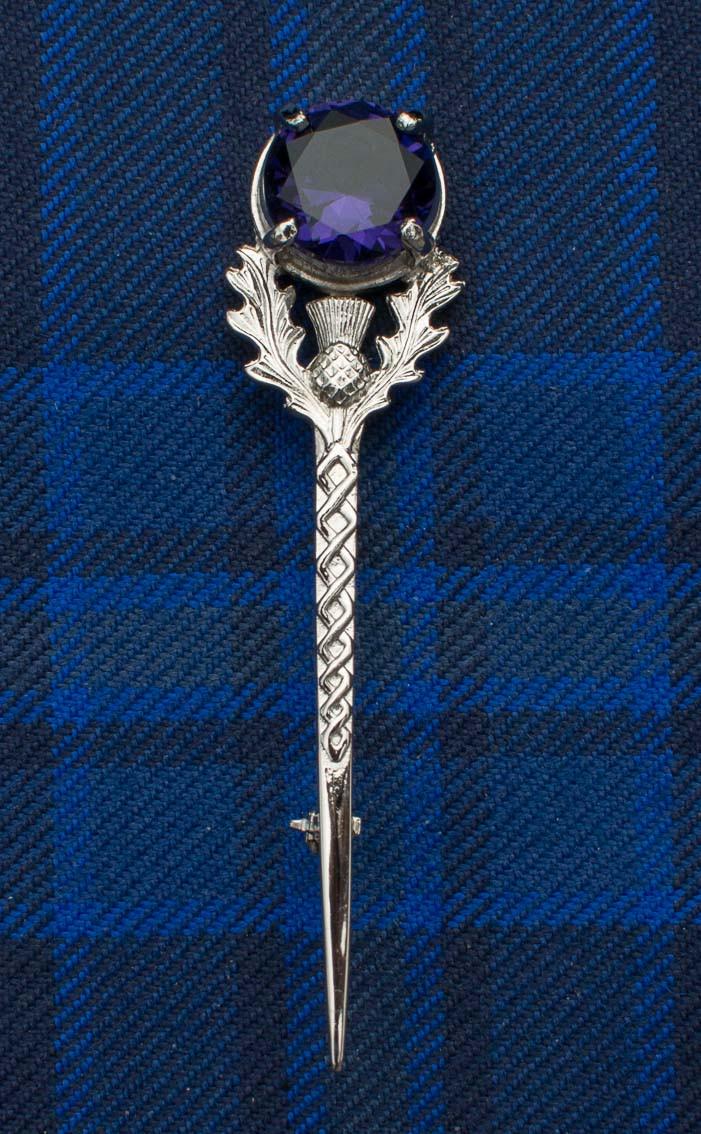 clan Jewelled Thistle Kilt Pin
