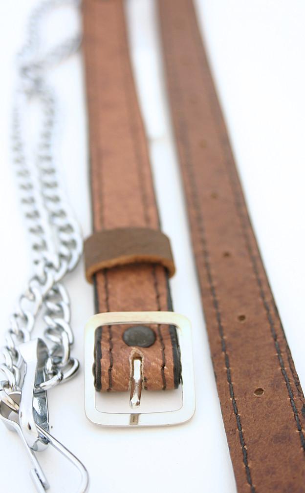 clan Khaki Leather Chain Strap