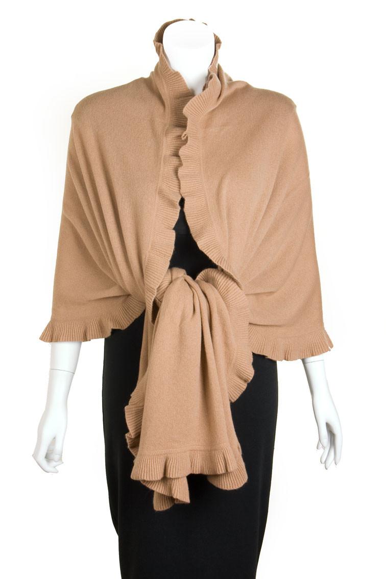 Clan Knitted Cashmere Cape Frilled Edge