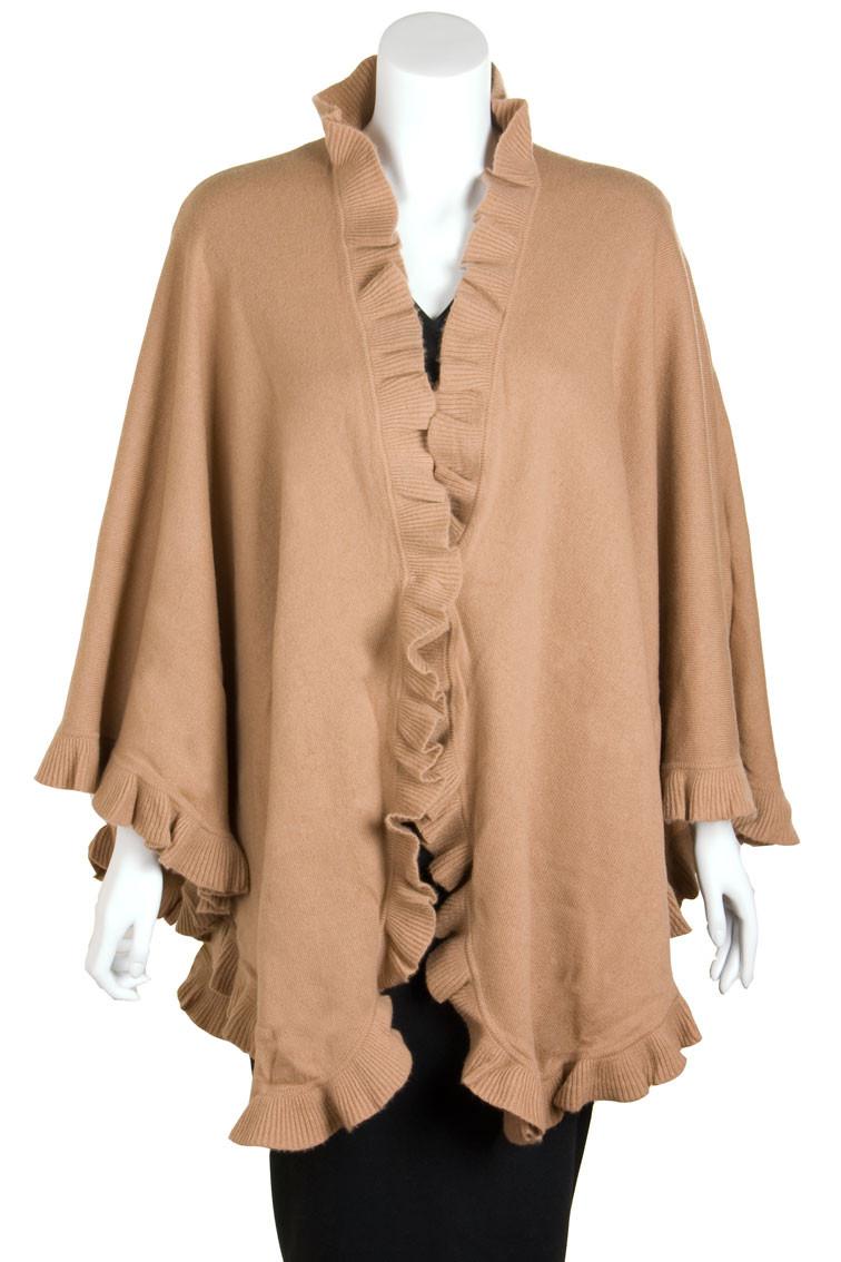 clan Knitted Cashmere Cape frilled edge