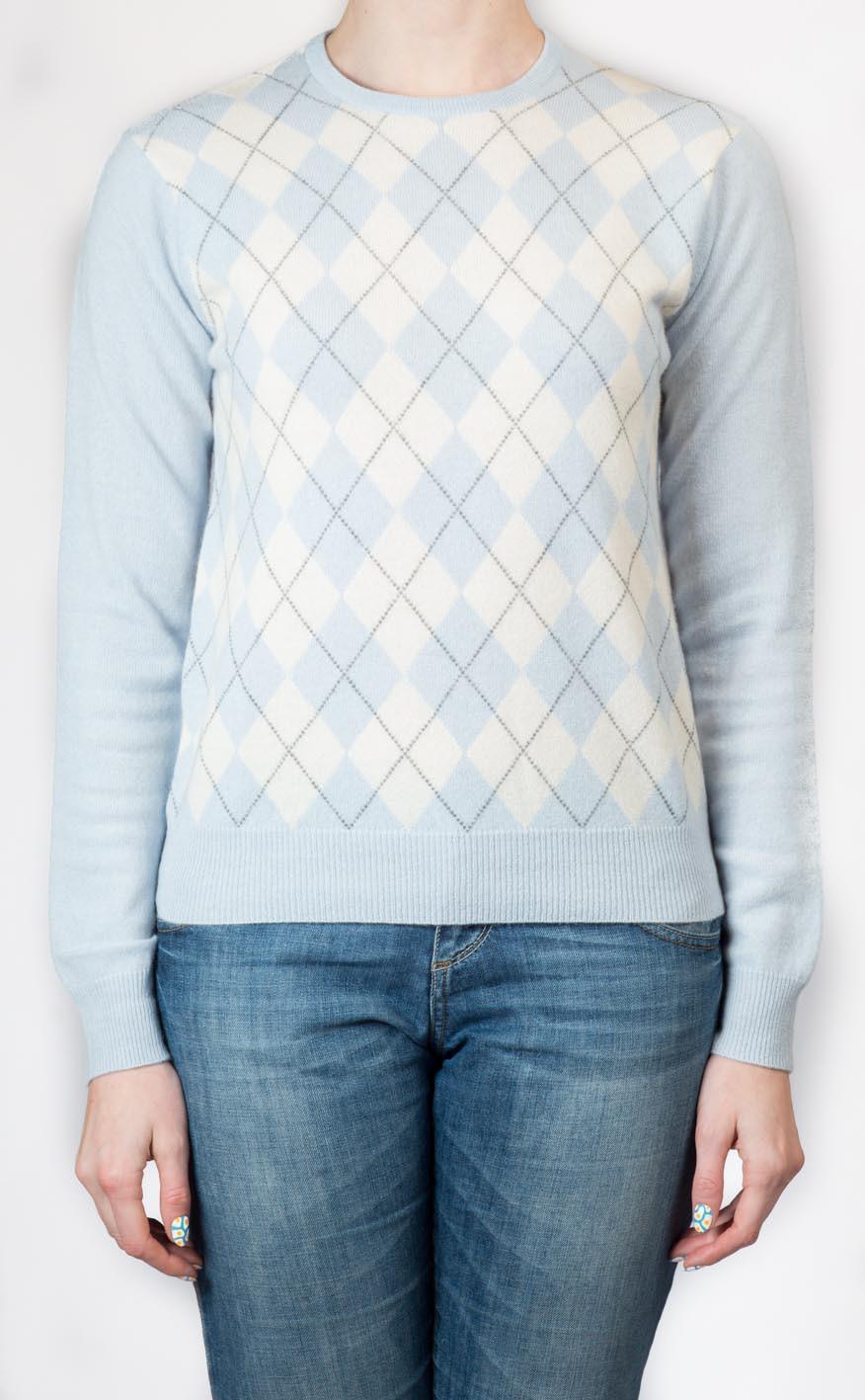 Clan Ladies Cashmere Argyle Crew Neck Sweater