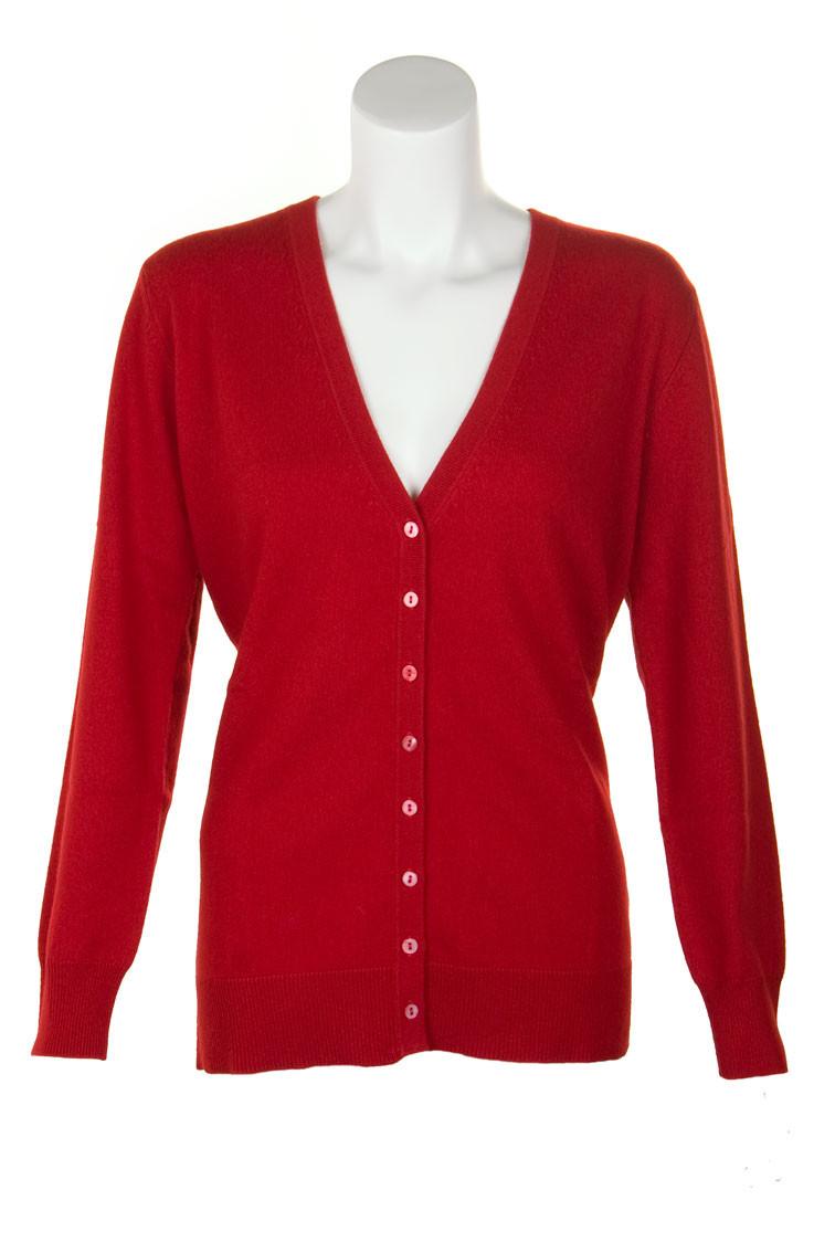 clan Ladies Cashmere V‑Neck Cardigan