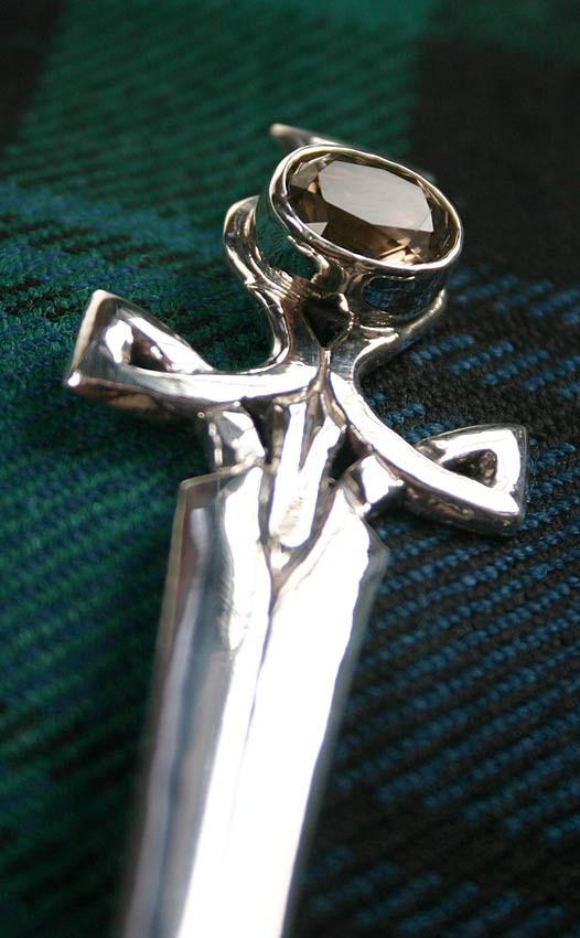 Clan Scottish Quartz Celtic Thistle Kilt Pin