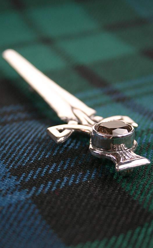 Clan Scottish Quartz Celtic Thistle Kilt Pin