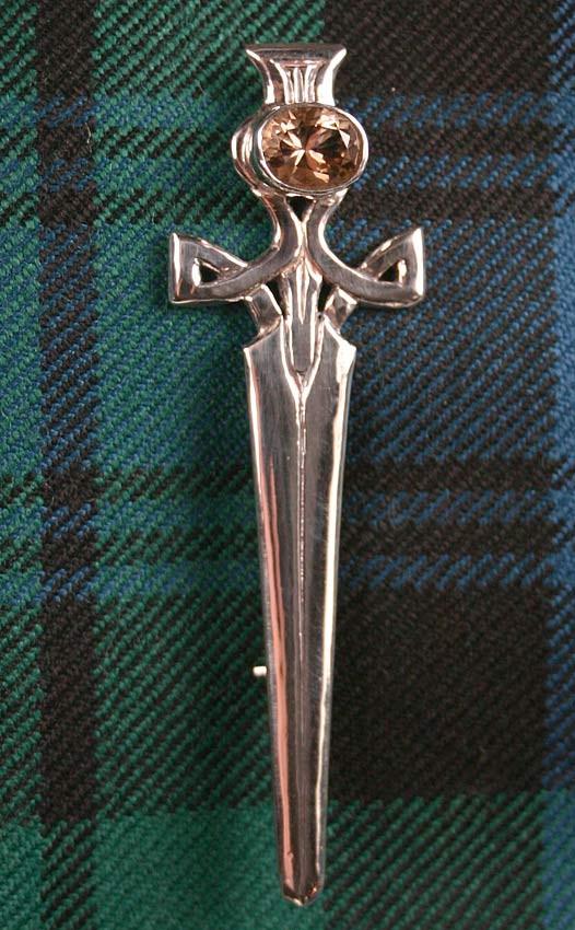 clan Scottish Quartz Celtic Thistle Kilt Pin