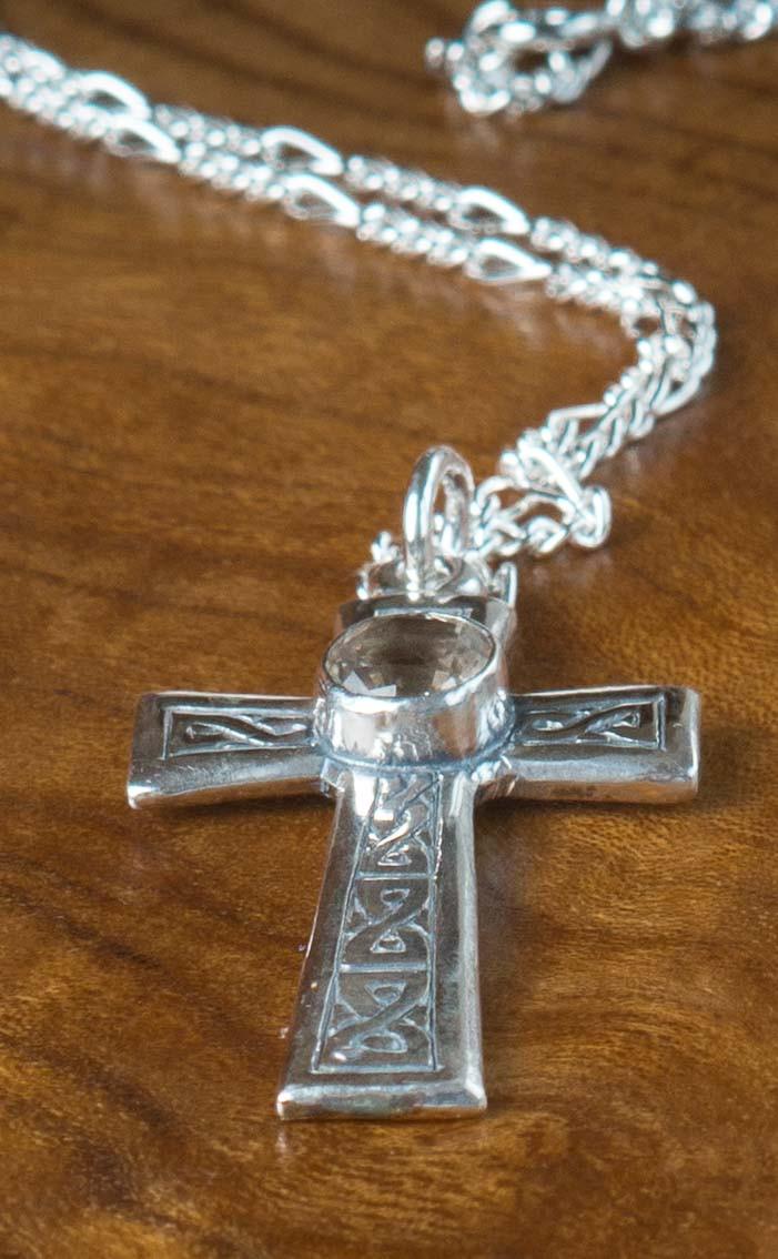 Clan Scottish Smokey Quartz Celtic Cross Pendant