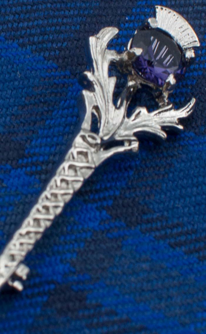 Clan Scottish Thistle Jewelled Kilt Pin
