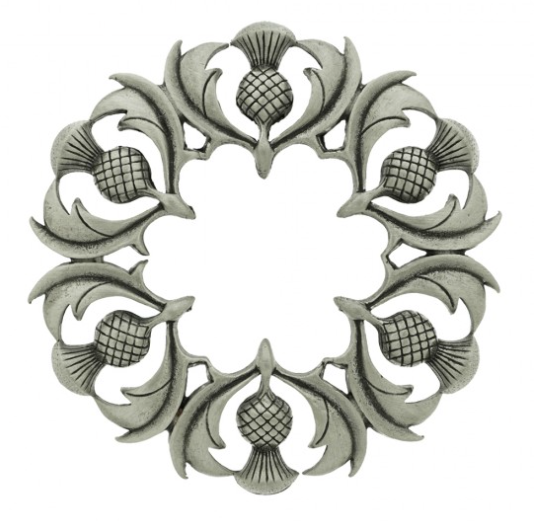 Clan Scottish Thistle Plaid Brooch