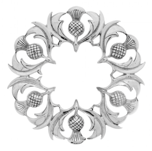 clan Scottish Thistle Plaid Brooch