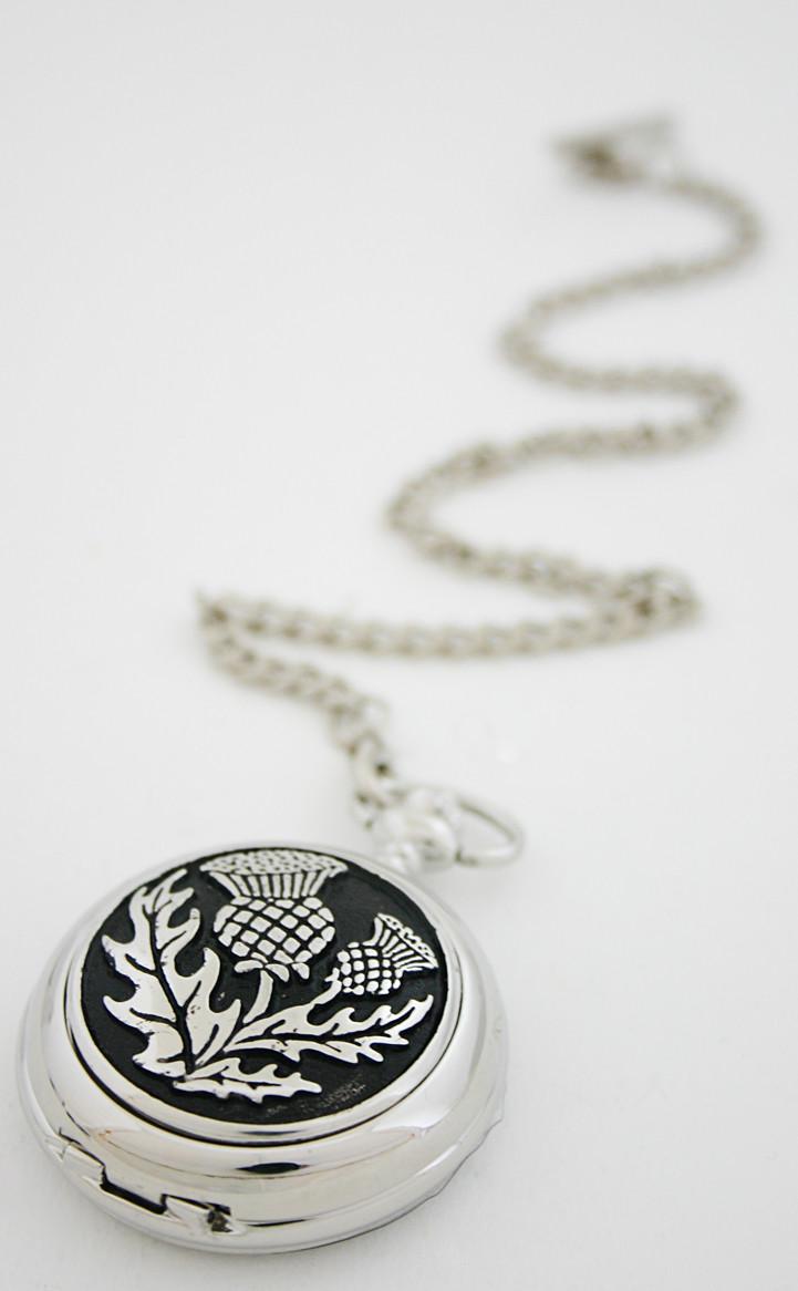 clan Scottish Thistle Pocket Watch