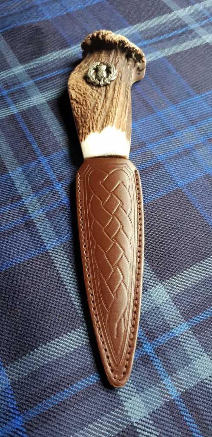 Clan Stag Antler Sgian Dubh Pewter Thistle Emblem