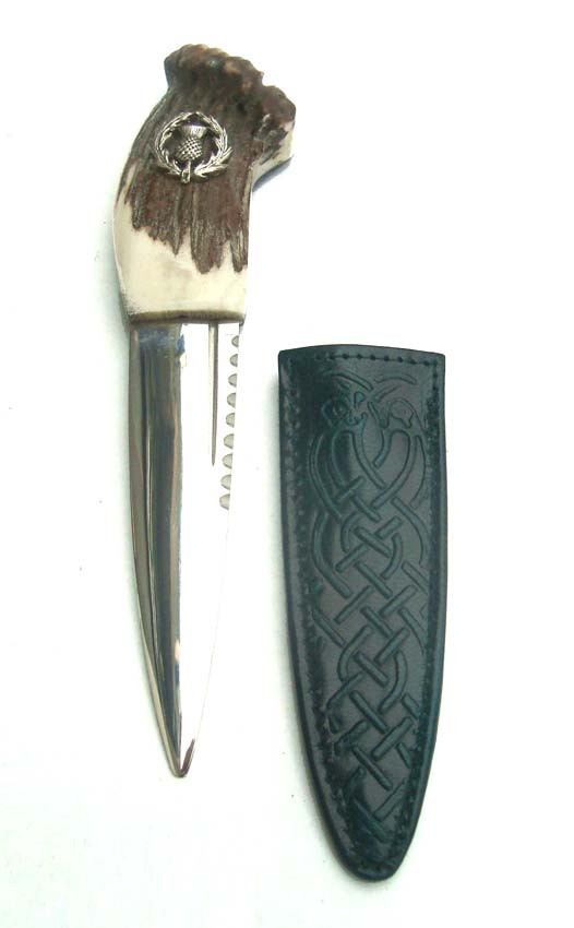 clan Stag Antler Sgian Dubh pewter thistle emblem