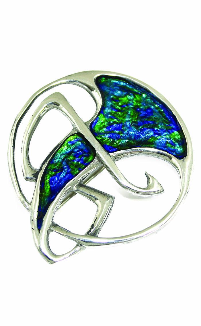 clan Sweeping Blue Enamel Brooch