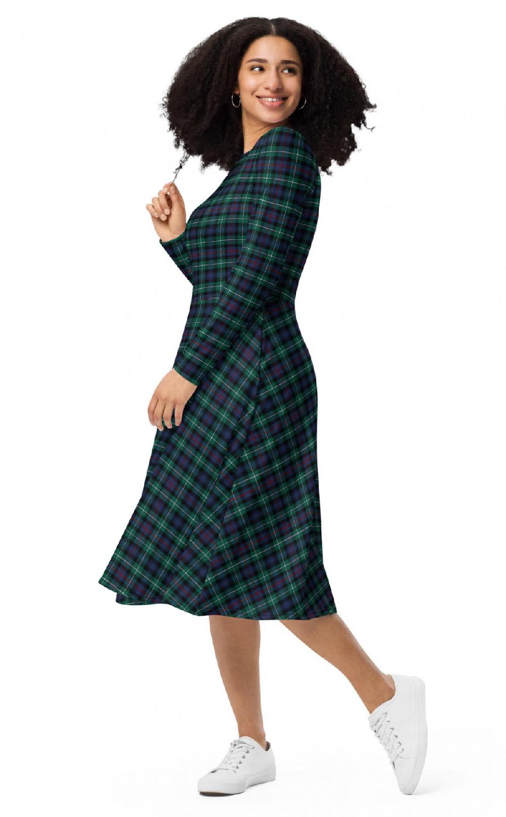 clan Tartan Long Sleeve Dress
