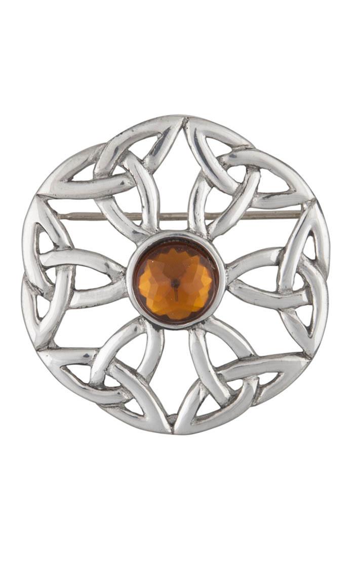 clan The Symbol of Eternity Amber Insert Brooch