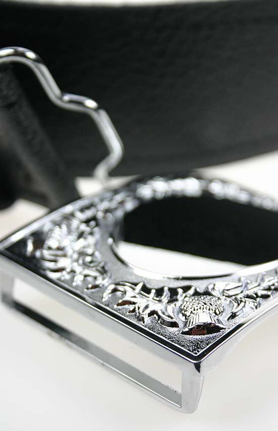 Clan Thistle Belt Buckle With Velcro Leather Belt