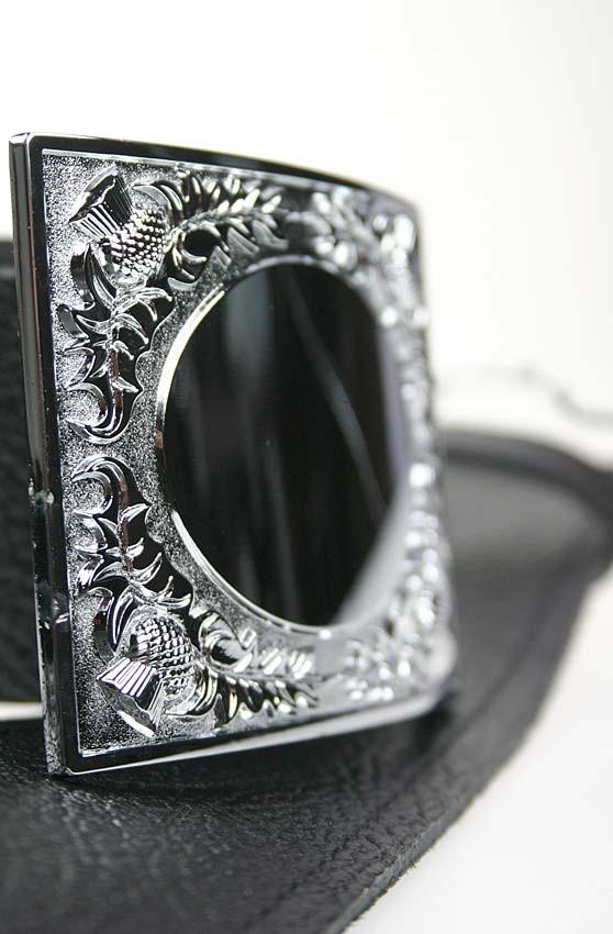 Clan Thistle Belt Buckle With Velcro Leather Belt