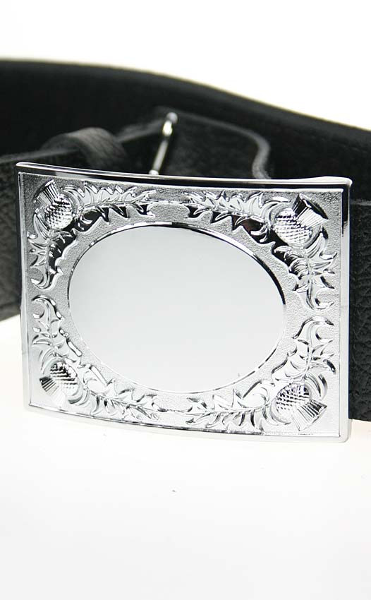 clan Thistle Belt Buckle With Velcro Leather Belt