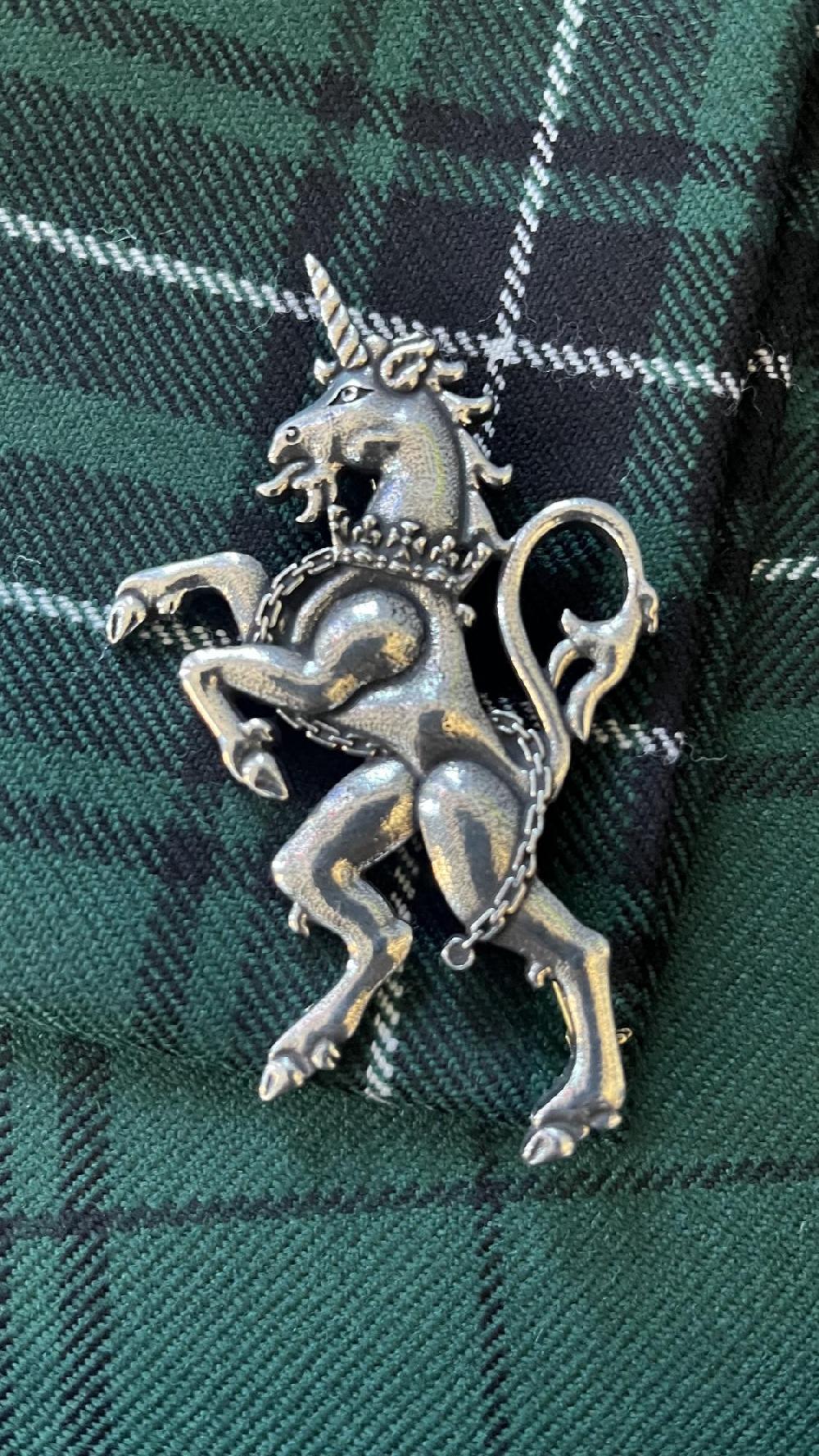 clan Unicorn Rampant Kilt Pin In Pewter