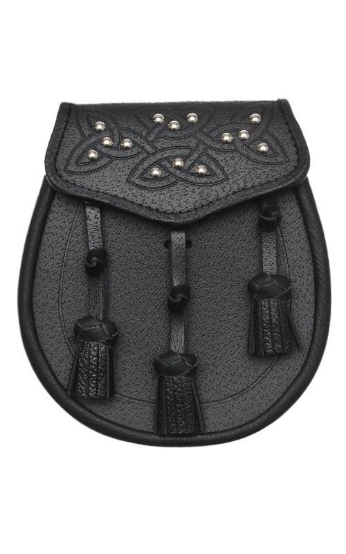 clan Daywear Sporran Celtic Tooled and Studded Flap
