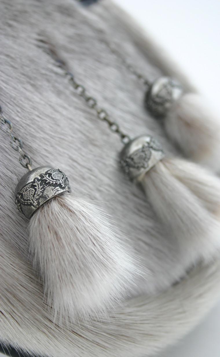 Clan Dress Sporran With Thistle Detail Cantle And Chrome Balls