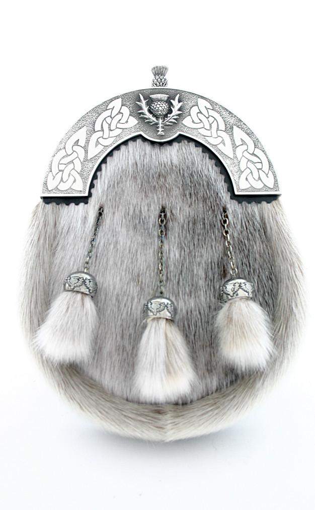 clan Dress Sporran with Thistle Detail Cantle and Chrome Balls