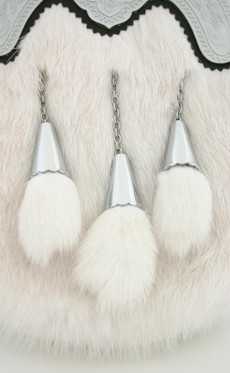 Clan Full Dress Mink Deluxe Sporran With Silver Plated Dragon Cantle