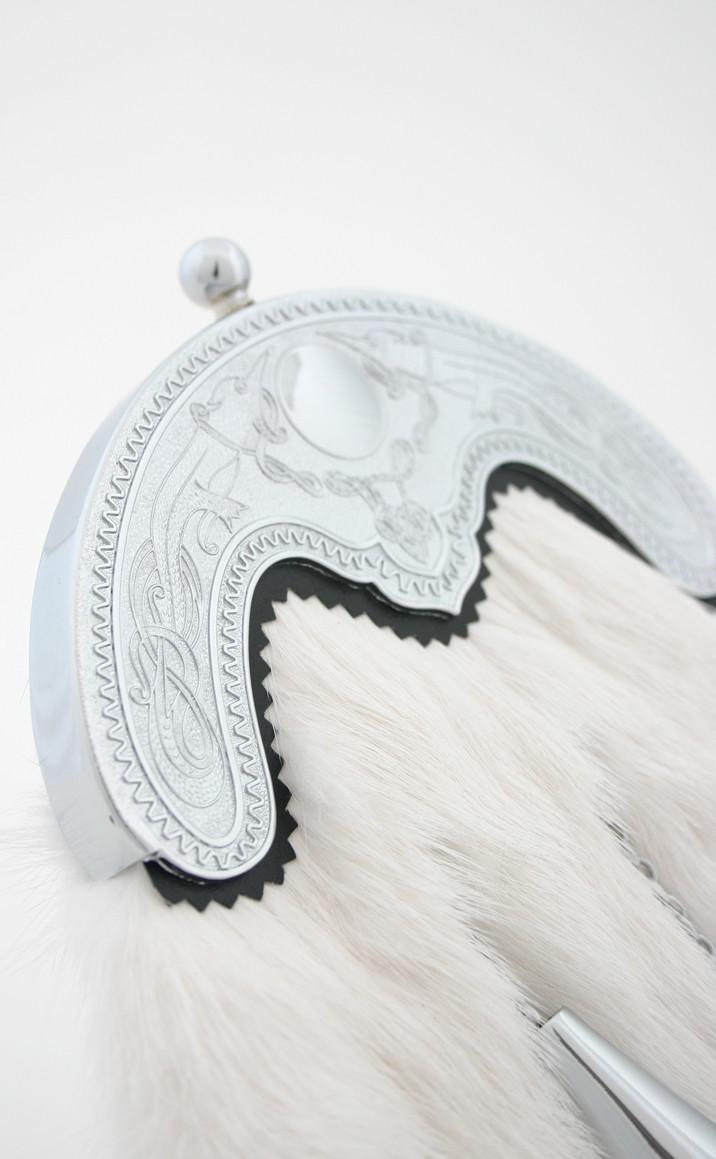 Clan Full Dress Mink Deluxe Sporran With Silver Plated Dragon Cantle