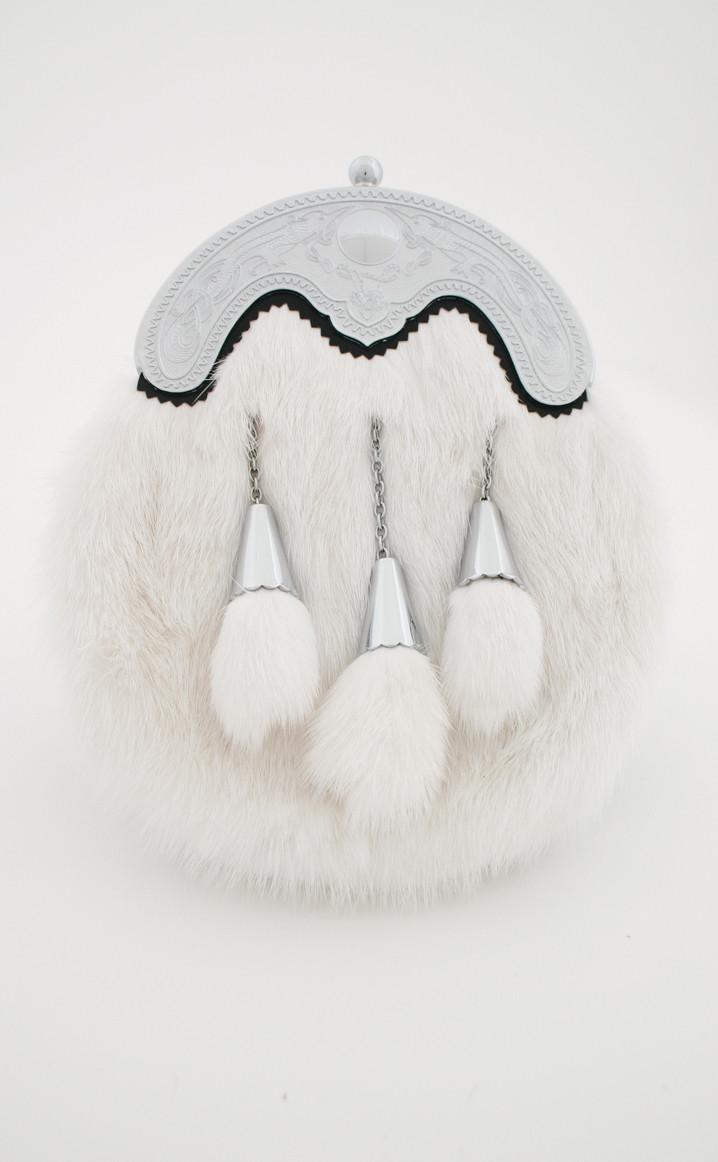 clan Full Dress Mink Deluxe Sporran with Silver Plated Dragon Cantle