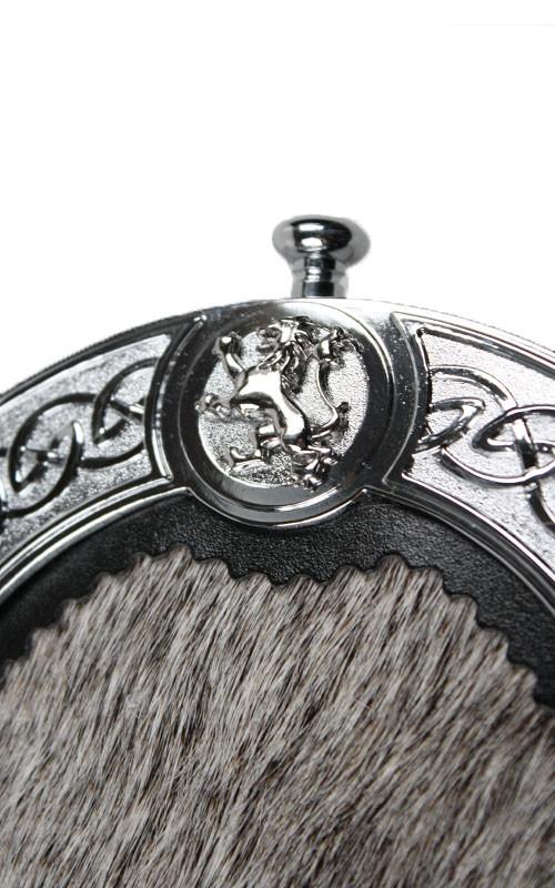 Clan Lion Rampant Dress Sporran With Chrome Finish Full Dress Cantles