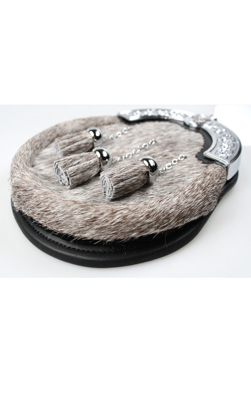 Clan Lion Rampant Dress Sporran With Chrome Finish Full Dress Cantles