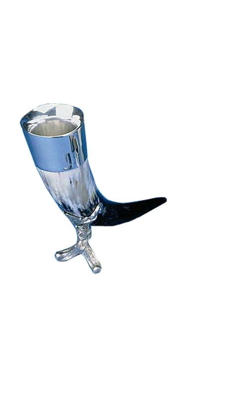 clan Oxhorn Drinking Horn With Pewter Insert And Stand