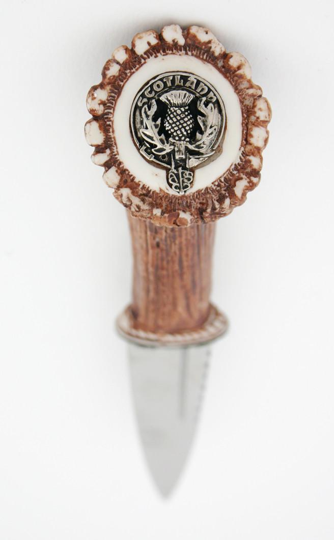 Clan Stag Antler Effect Sgian Dubh With Thistle Top