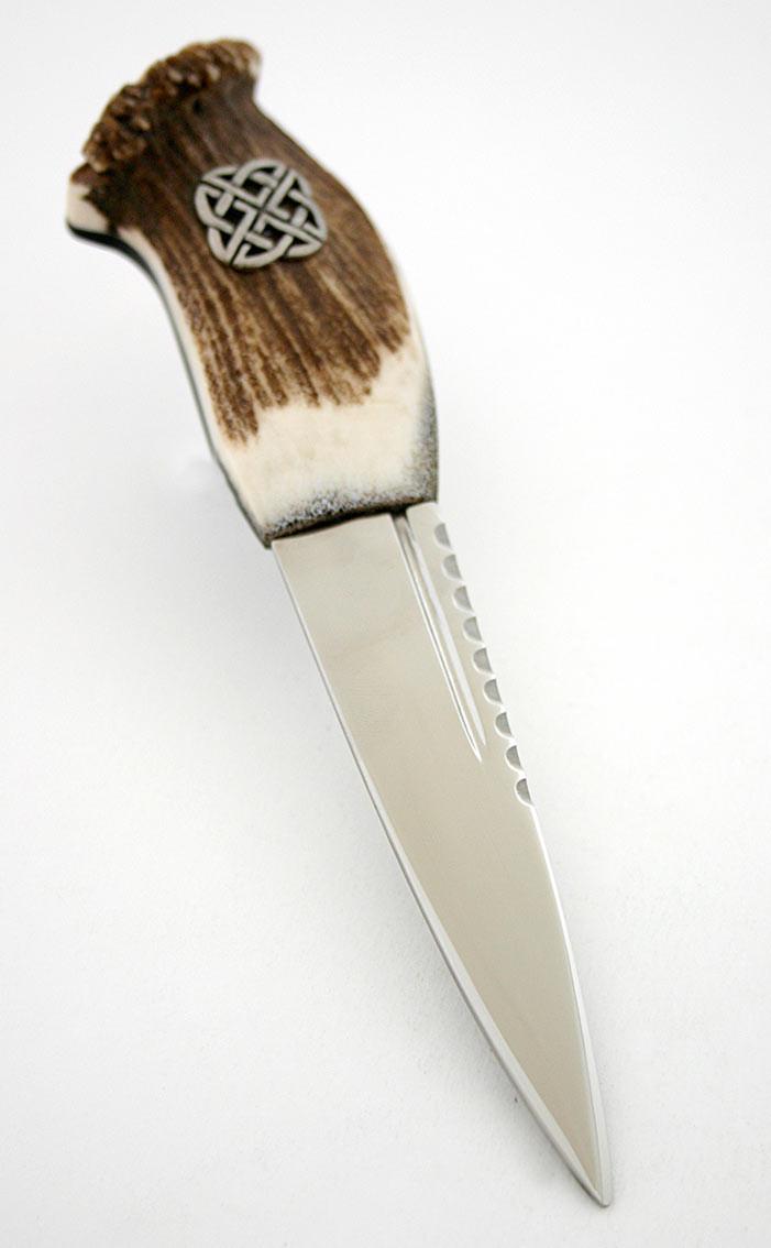clan Stag Antler Sgian Dubh pewter Celtic knot emblem
