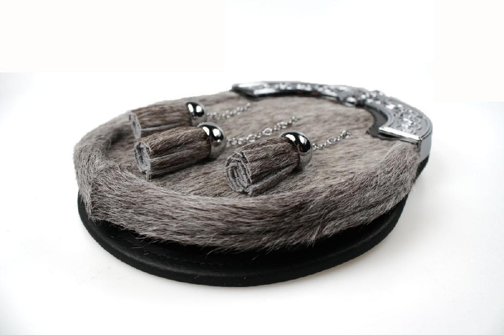 Clan Stag Dress Sporran With Chrome Finished Full Dress Cantles