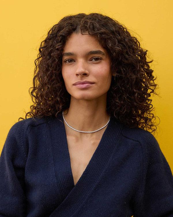 Clare Vivier 2mm Sapphire Tennis Necklace White Sapphire/Sterling Silver