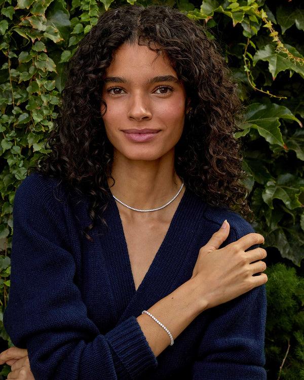 Clare Vivier 2mm Sapphire Tennis Necklace White Sapphire/Sterling Silver