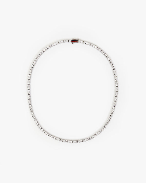 clare vivier 3mm Sapphire Tennis Necklace White Sapphire/Sterling Silver