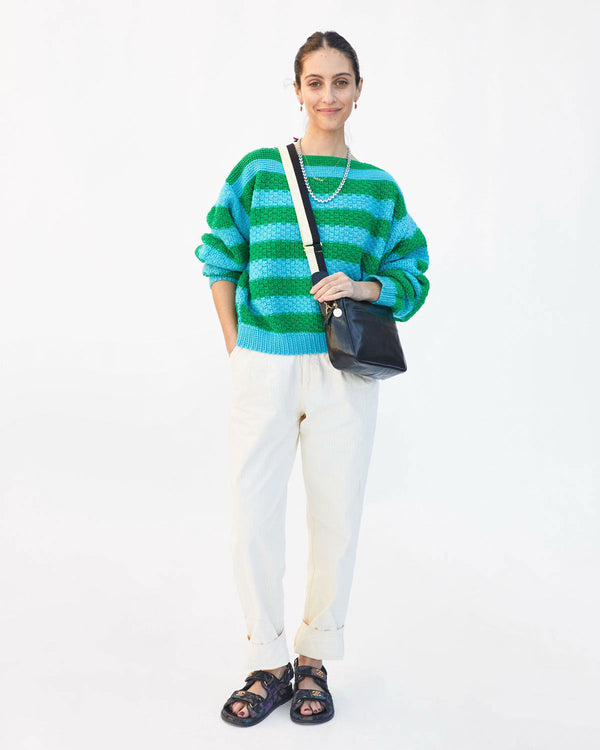 Clare Vivier Adjustable Crossbody Strap Black/Cream Stripe