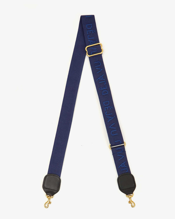 clare vivier Adjustable Crossbody Strap Navy Blue w/ Tonal Déjà Vu